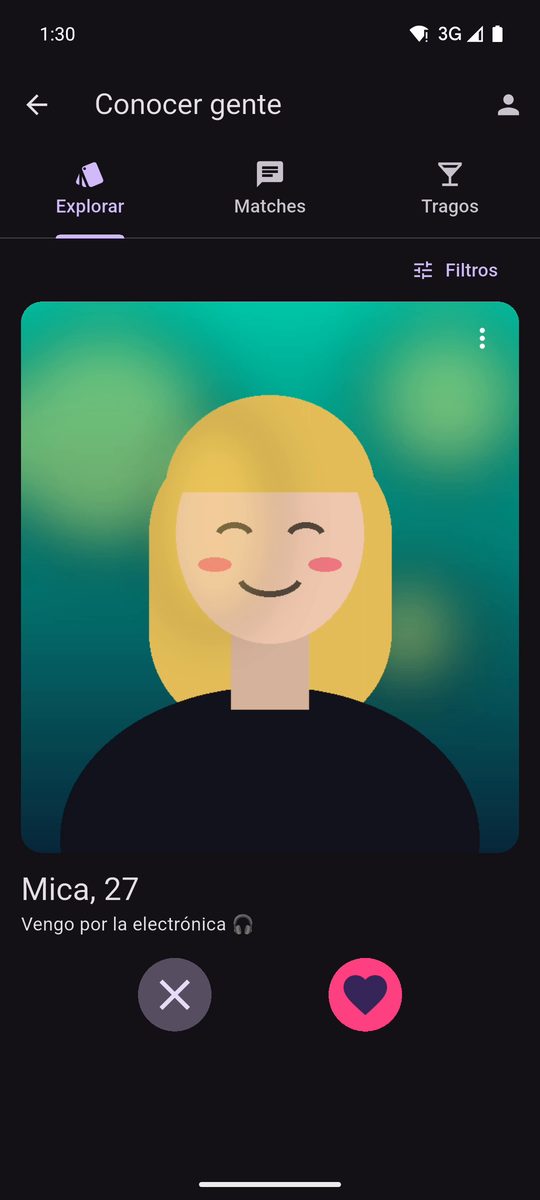 Pantalla para conocer gente del boliche