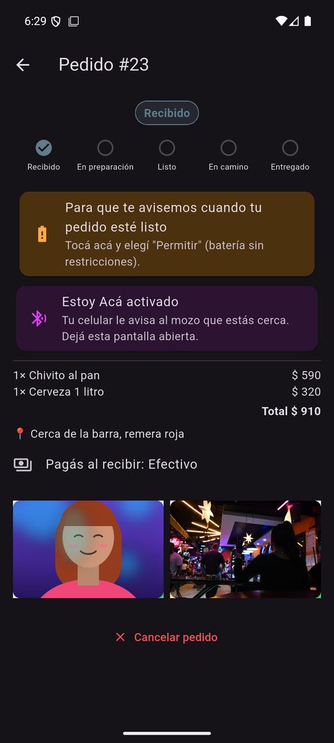 Pedido recibido