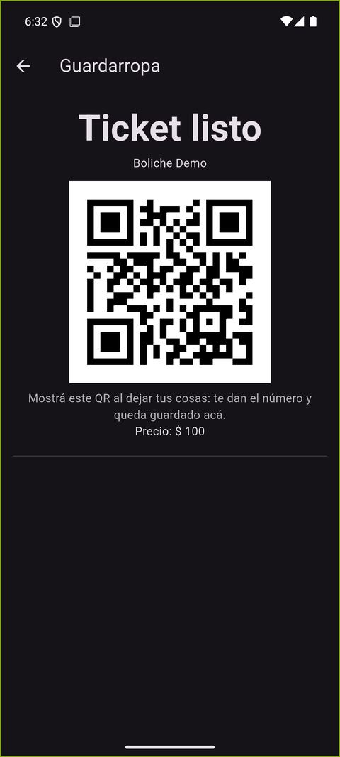 Ticket de guardarropa con QR