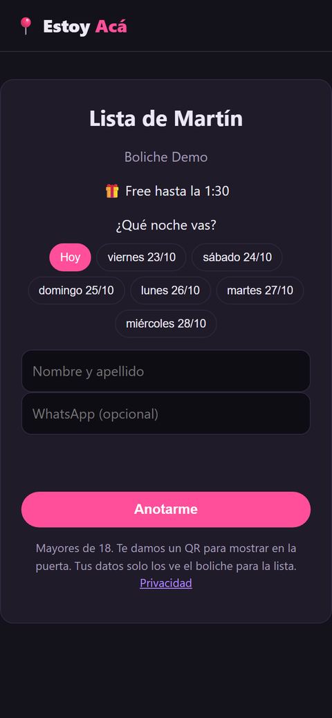 Anotarse en la lista de un RRPP