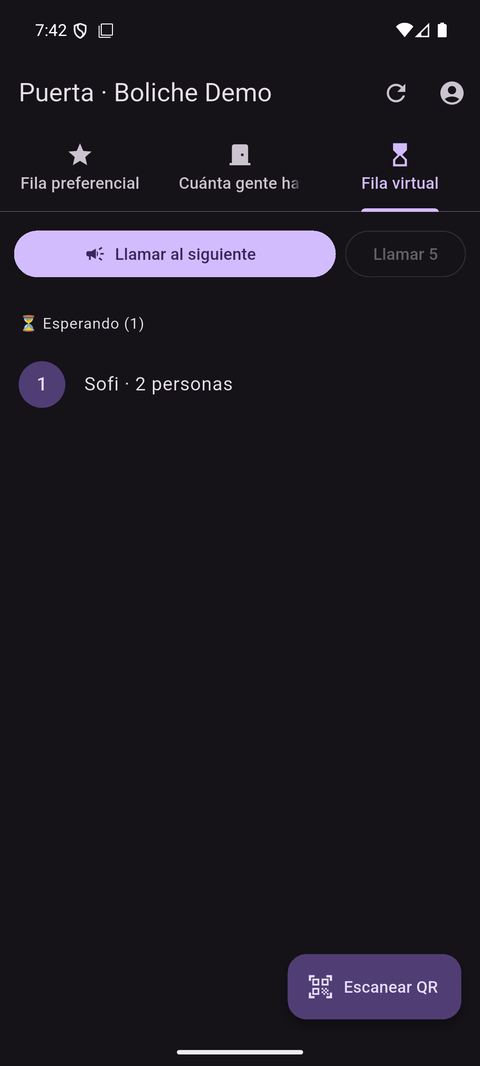 La fila en la app de la puerta