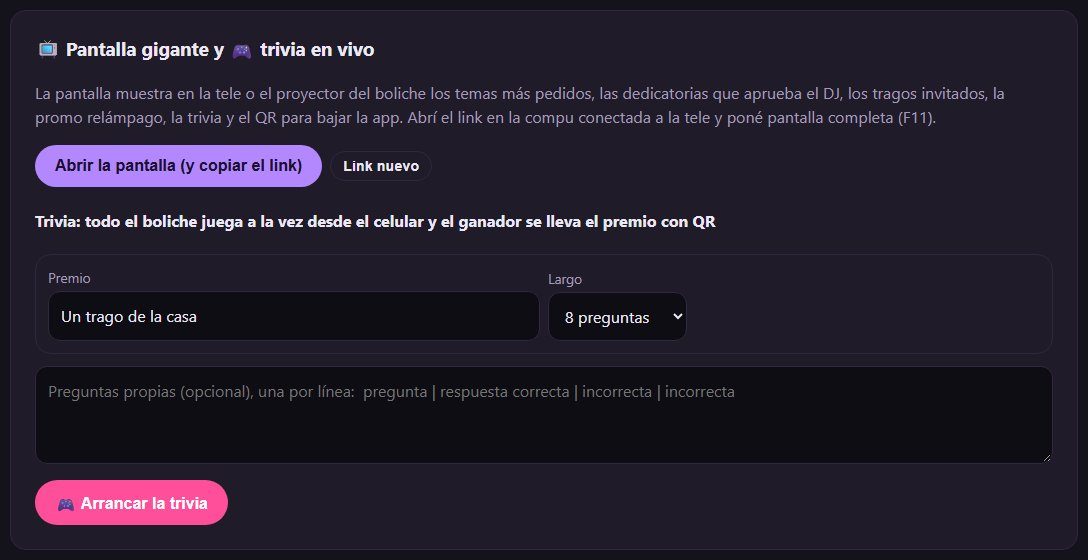 Pantalla gigante y trivia en el panel