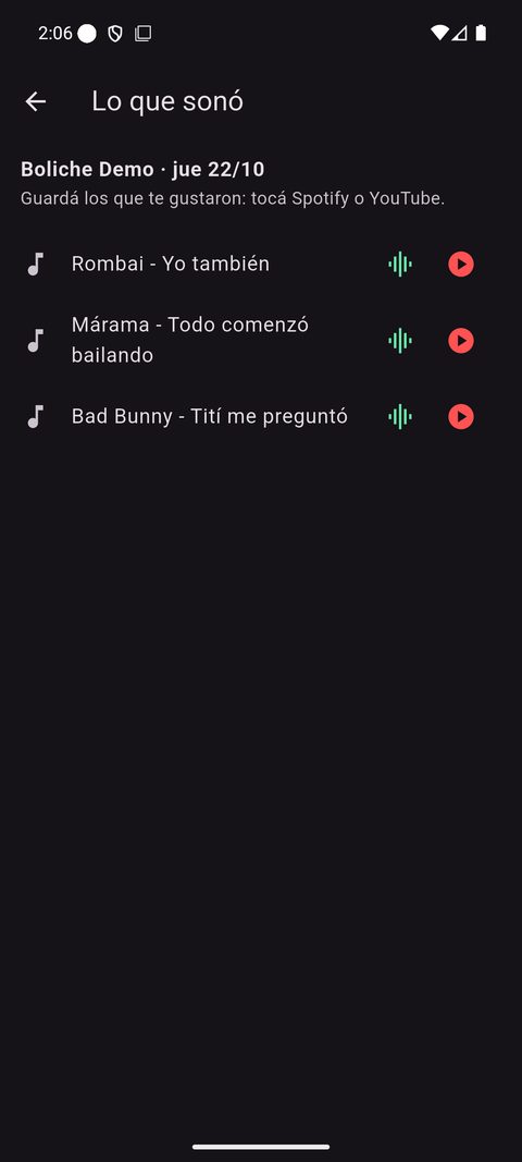 Lo que sonó esa noche