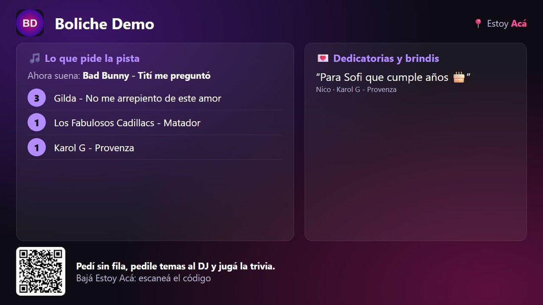 La pantalla gigante del boliche